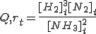 Q,r_{t}=\frac {[H_2]^3_{t}[N_2]_{t}}{[NH_3]^2_{t}}